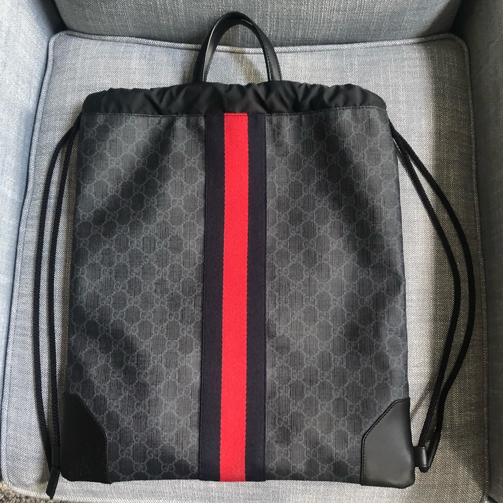 GUCCI Zaino GG Supreme Canvas Drawstring Backpack 473872 Authentic New DustBag